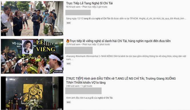 Hàng loạt Youtuber giả trực tiếp đám tang nghệ sĩ Chí Tài để câu view trục lợi - ảnh 2