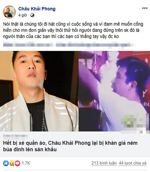 Đang biểu diễn, nam ca sĩ bất ngờ bị ném búa, đinh lên sân khấu - ảnh 1