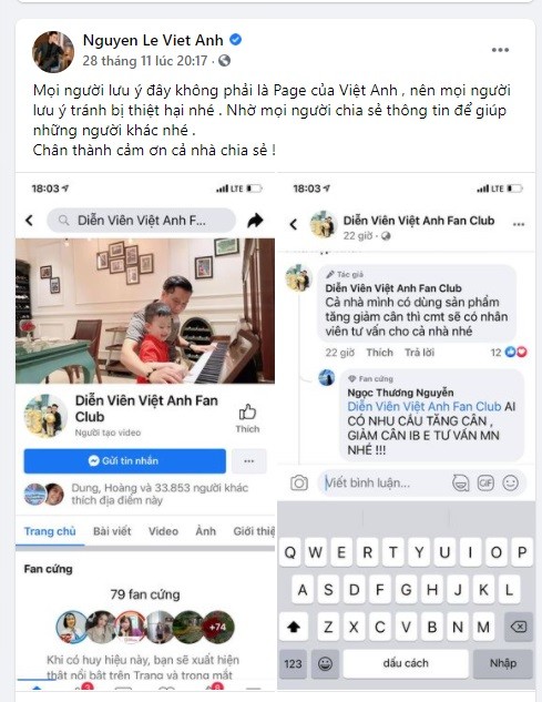 Việt Anh lên tiếng khi có trang Facebook giả mạo mình để kinh doanh - ảnh 1