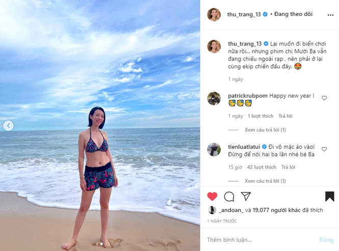 Thu Trang tung ảnh bikini, chồng 'tá hỏa': Đi vô mặc áo vào! - ảnh 1