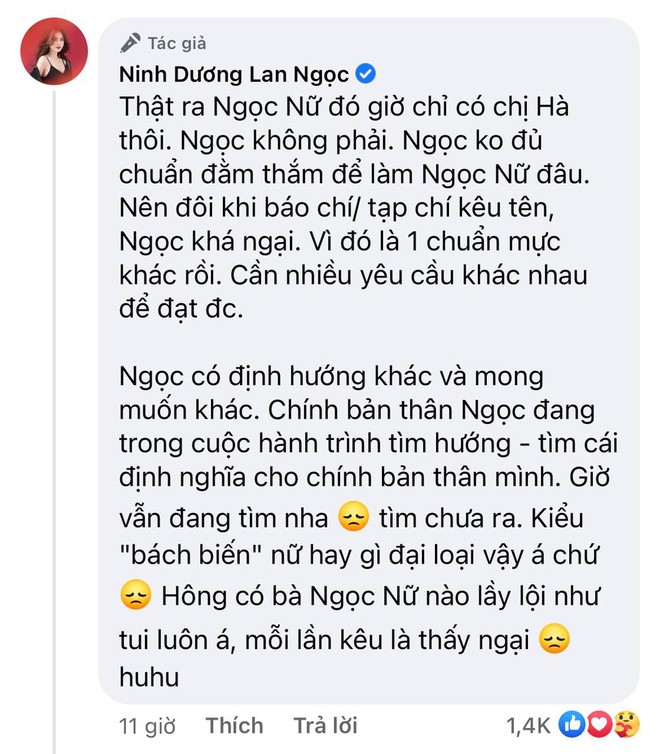 Lan Ngọc lên tiếng khi được ví là 'ngọc nữ' giống Tăng Thanh Hà - ảnh 1