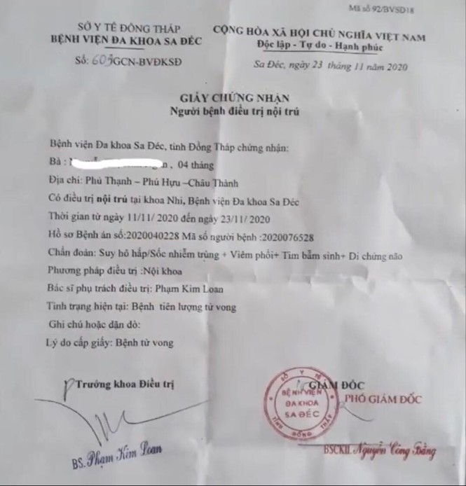 Sự thật việc bé gái sơ sinh còn thở nhưng được đưa vào nhà hỏa táng - ảnh 1