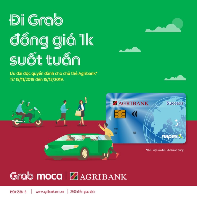 Cùng thẻ Agribank đi Grab 1k suốt tuần - ảnh 1