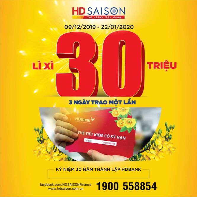 Cứ 3 ngày có một khách hàng được HD SAISON lì xì 30 triệu - ảnh 1