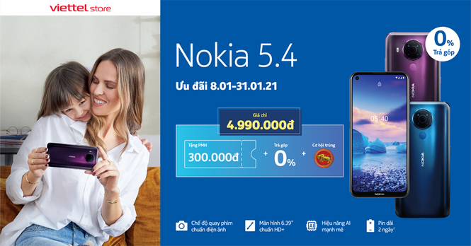 Viettel Store giảm ngay 300.000đ cho Nokia 5.4, cơ hội trúng Trâu vàng trị giá 6 triệu đồng - ảnh 1