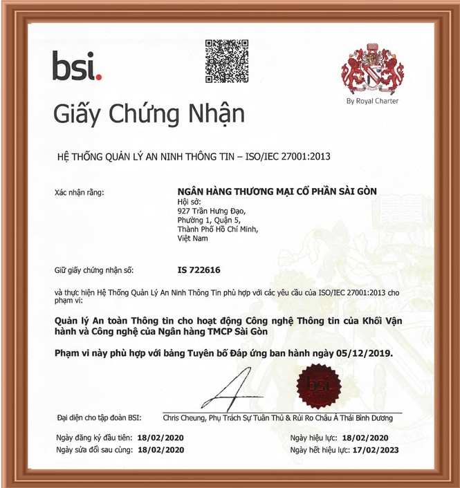 SCB đạt nhiều chứng chỉ bảo mật quốc tế quan trọng trong năm 2020 - ảnh 2