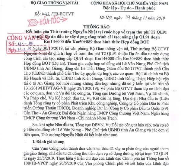 “Chốt” phương án xử lý trạm thu phí BOT T2 - ảnh 1