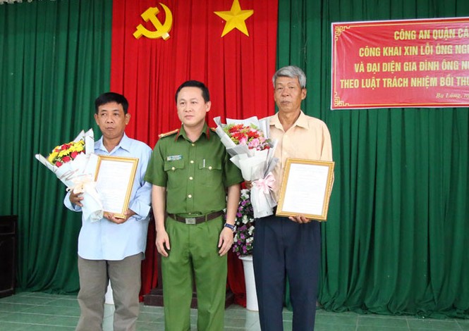 Công an quận tổ chức xin lỗi và cải chính công khai vụ án oan sai hơn 20 năm - ảnh 1
