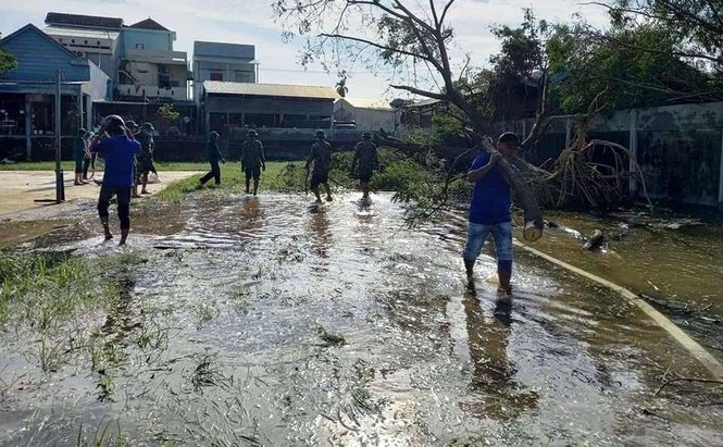 Thanh niên xung kích dọn dẹp sau bão số 9 - ảnh 9