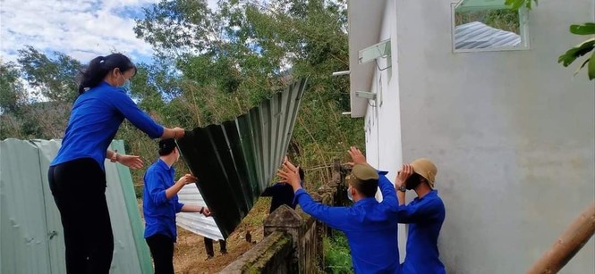 Thanh niên xung kích dọn dẹp sau bão số 9 - ảnh 5