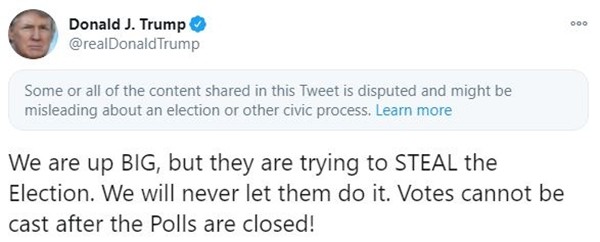 Chỉ vì Tổng thống Trump đăng rằng mình đã thắng, Twitter phải tạo ra một cảnh báo mới tinh - ảnh 2