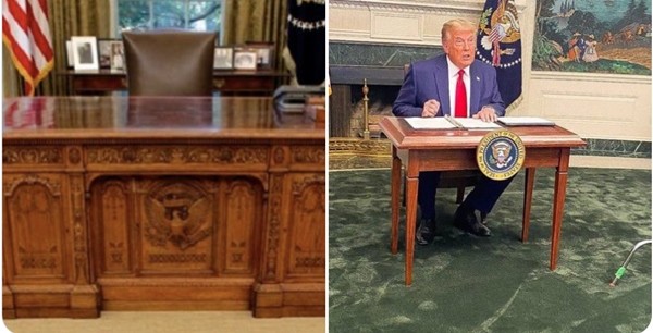 Tổng thống Trump gặp chuyện oái oăm: Họp báo ở Nhà Trắng mà mọi người chỉ chú ý đến cái bàn - ảnh 3