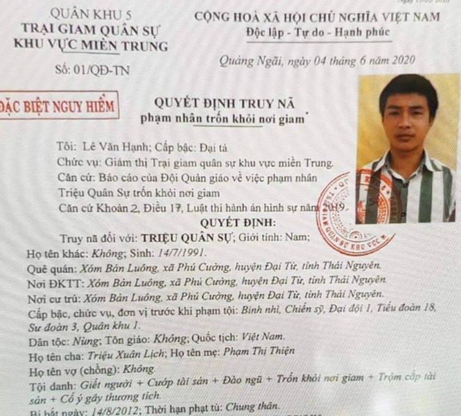Gọi điện cho cán bộ trại giam bịa chuyện gặp Triệu Quân Sự trong rừng - ảnh 3