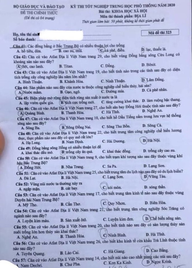 “Check” ngay gợi ý đáp án tổ hợp KHXH kỳ thi Tốt nghiệp THPT 2020 để biết điểm số nào! - ảnh 13