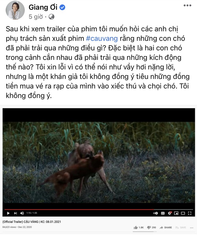 Cậu Vàng: Youtuber Giang Ơi phản đối gay gắt vì ngược đãi động vật, khán giả “kêu trời” vì phim nhiều ‘sạn” - ảnh 1