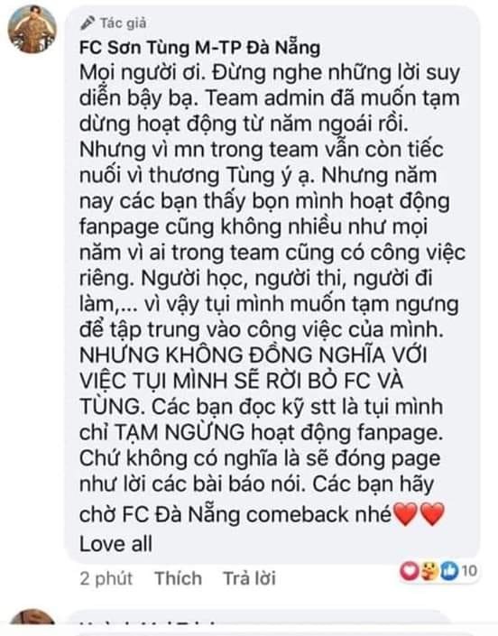 Các FC “khủng”của Sơn Tùng M-TP đột ngột tuyên bố ngưng hoạt động, điều gì đã xảy ra? - ảnh 3