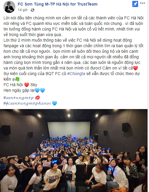 Các FC “khủng”của Sơn Tùng M-TP đột ngột tuyên bố ngưng hoạt động, điều gì đã xảy ra? - ảnh 2