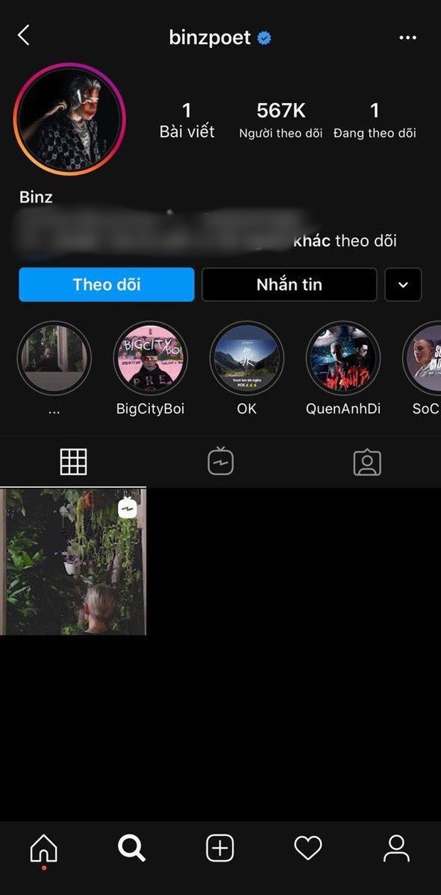 Binz - nam rapper bỗng xóa sạch Instagram ngoại trừ một post đầy ẩn ý - ảnh 1