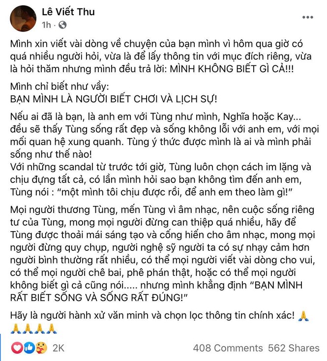 Sơn Tùng M-TP xuất hiện sau nghi vấn