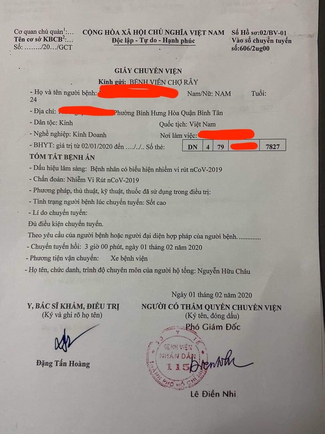 Phát tán 'giấy chuyển viện' giả bệnh nhân nhiễm virus corona - ảnh 1