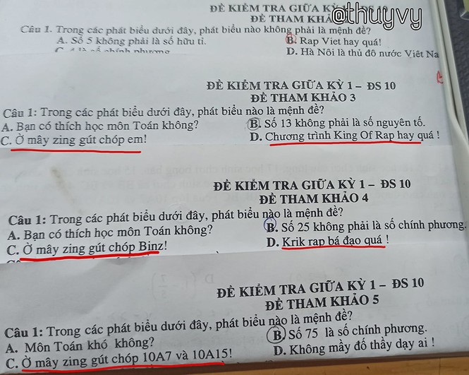 Đề kiểm tra môn Toán toàn là