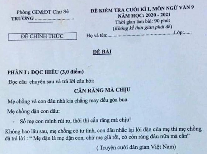 Đề kiểm tra Văn cuối kỳ của teen lớp 9 liên quan đến mẹ chồng nàng dâu gây tranh cãi gay gắt - ảnh 1