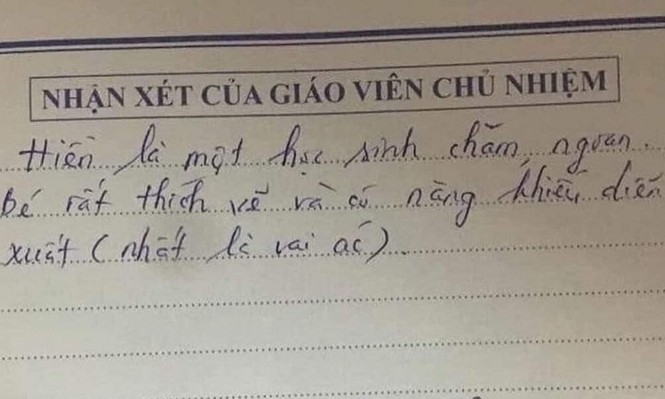 Nhận xét của giáo viên khiến học sinh