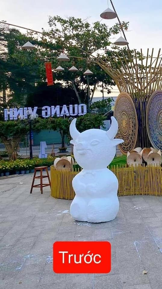 Linh vật trâu vàng năm 2021 phiên bản trước và sau khi