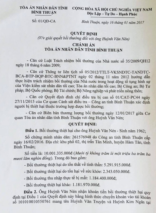 Ông Huỳnh Văn Nén sắp nhận 10 tỷ đồng bồi thường - ảnh 2