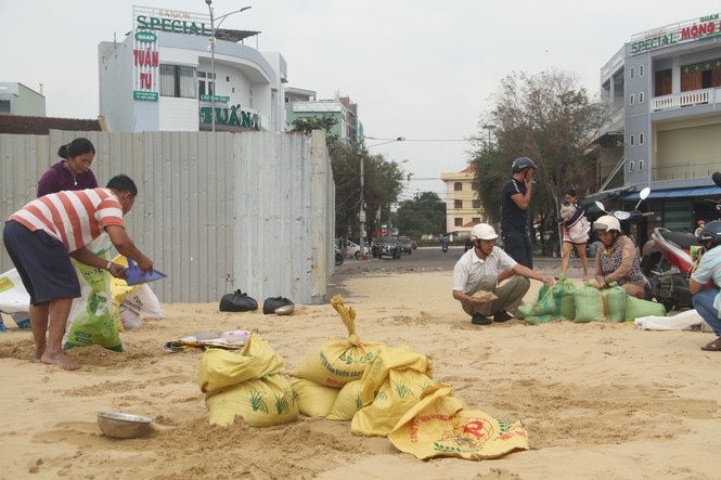 Người dân Quy Nhơn đổ xô xúc cát chèn chống nhà cửa - ảnh 1