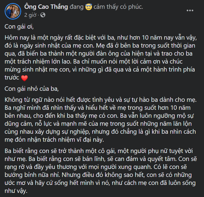Xúc động với bức thư gửi con gái tương lai của Ông Cao Thắng nhân ngày sinh nhật Đông Nhi - ảnh 2