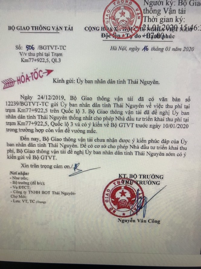 Vì sao Bộ GTVT ra công văn hỏa tốc gửi Thái Nguyên về BOT Thái Nguyên-Chợ Mới? - ảnh 1