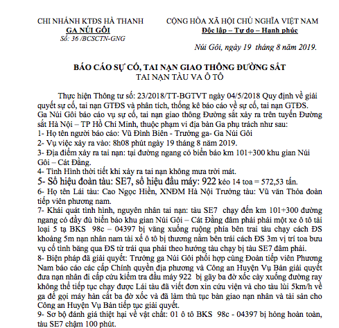Cố vượt đường sắt, xe tải bị tàu hoả đâm bay xuống ruộng - ảnh 1