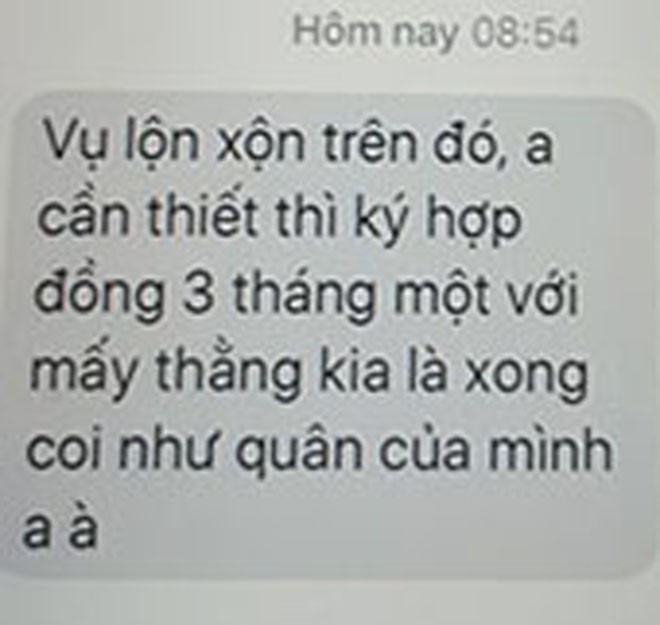Kỷ luật cán bộ huyện nhắn tin gỡ rối cho nhà thầu - ảnh 1