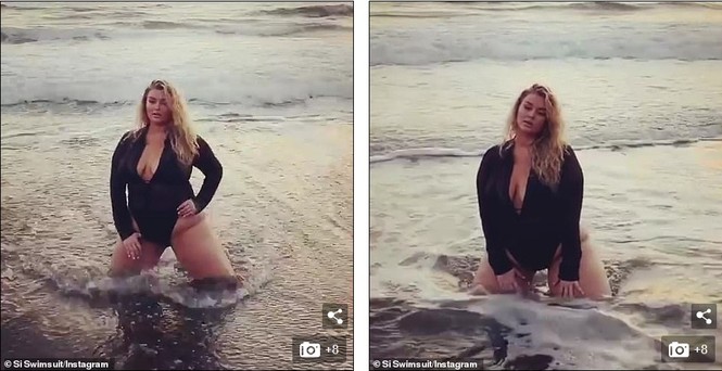 Mẫu béo Hunter McGrady tung ảnh hậu trường chụp hình áo tắm ‘bỏng mắt’ - ảnh 2