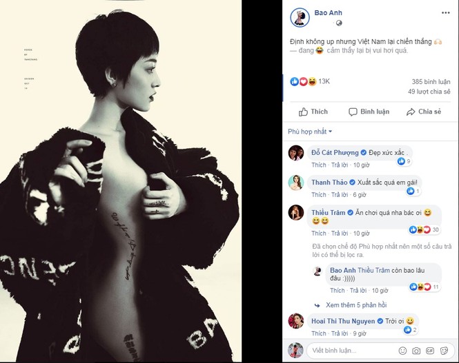 Tung ảnh nude mừng tuyển Việt Nam chiến thắng, Bảo Anh gây ‘bão’ - ảnh 2
