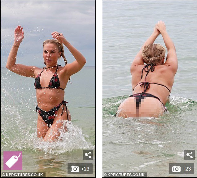Sao truyền hình Anh Gabby Allen diện bikini bé xíu, tập cơ trên bãi biển - ảnh 4