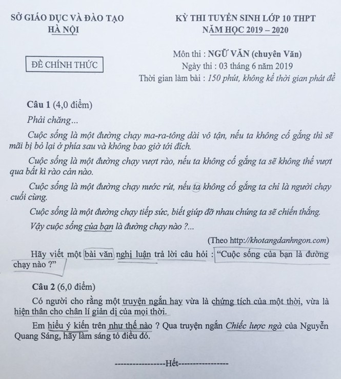 Tổng hợp đề thi lớp 10 chuyên ở Hà Nội: Toán, Văn