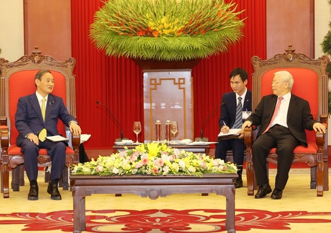 Tổng Bí thư, Chủ tịch nước Nguyễn Phú Trọng tiếp Thủ tướng Nhật Bản - ảnh 3