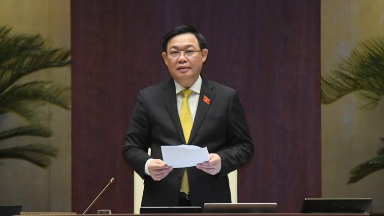 Chủ tịch Quốc hội Vương Đình Huệ phát biểu tại phiên chất vấn