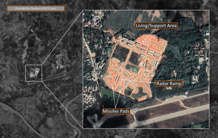 Ảnh vệ tinh cho thấy Trung Quốc sắp hoàn tất một căn cứ tên lửa đất đối không gần biên giới Việt Nam. (Ảnh: DA ĐSKBĐ)