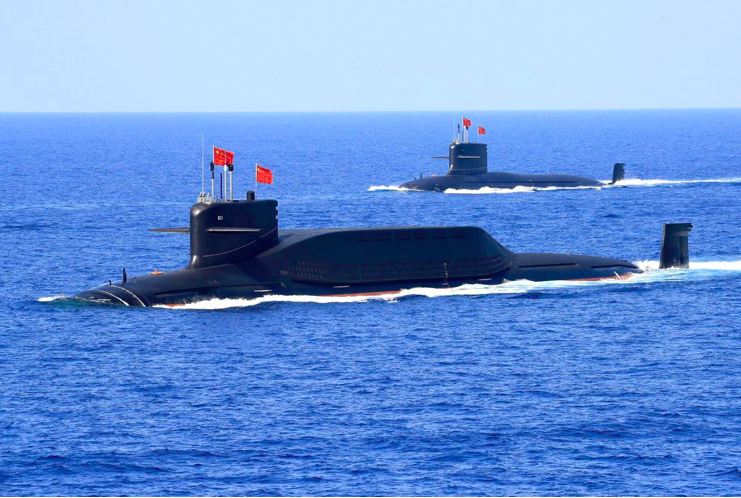 Tàu ngầm Kiểu 094A lớp Jin của Trung Quốc trên Biển Đông hồi tháng 4/2018. (Ảnh: Reuters)
