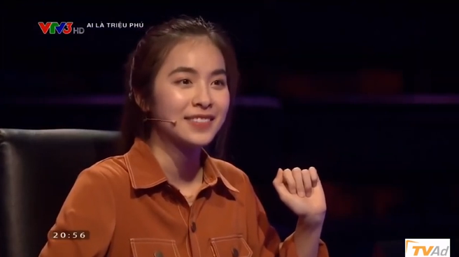 Diễn viên Trần Vân trong chương trình "Ai là triệu phú". 