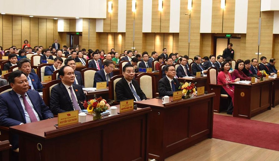 Các đại biểu HĐND TP Hà Nội dự Kỳ họp