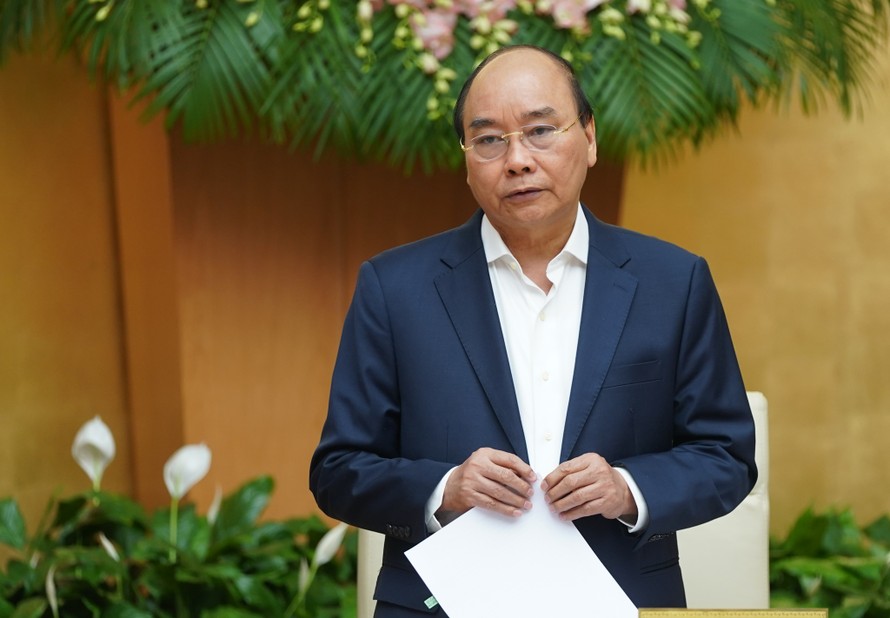 Thủ tướng Nguyễn Xuân Phúc phát biểu tại cuộc làm việc với các tập đoàn kinh tế tư nhân