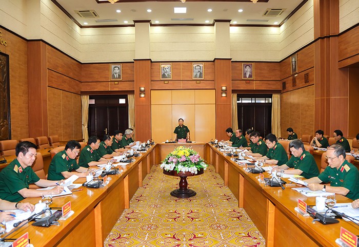 Đại tướng Ngô Xuân Lịch chủ trì Hội nghị Tiểu ban văn kiện và Tiểu ban nhân sự Đại hội Đảng bộ Quân đội lần thứ XI. Ảnh BQP