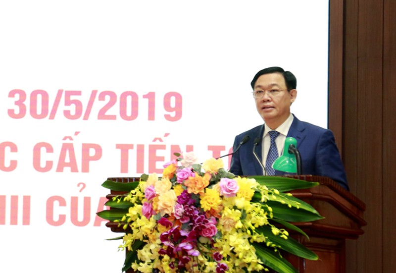 Bí thư Thành ủy Hà Nội Vương Đình Huệ phát biểu chỉ đạo hội nghị