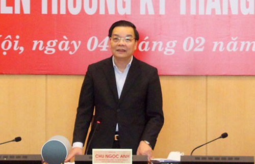Chủ tịch UBND thành phố Hà Nội Chu Ngọc Anh phát biểu tại cuộc họp
