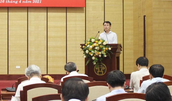 Phó Chủ tịch UBND thành phố Hà Nội Nguyễn Trọng Đông phát biểu tại hội nghị