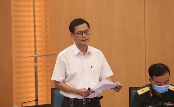 Giám đốc CDC Hà Nội Trương Quang Việt trong một phiên họp phòng chống COVID-19 thành phố Hà Nội
